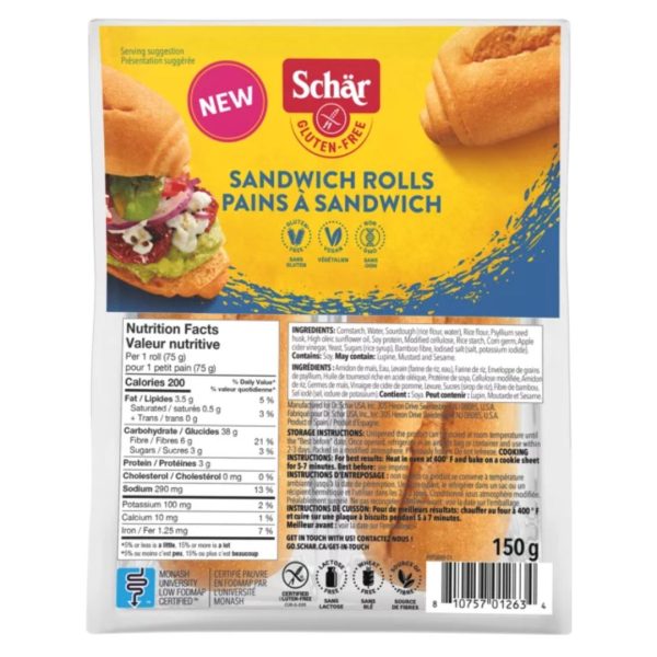 Schar Gluten Free Sandwich Rolls (150g) Supply