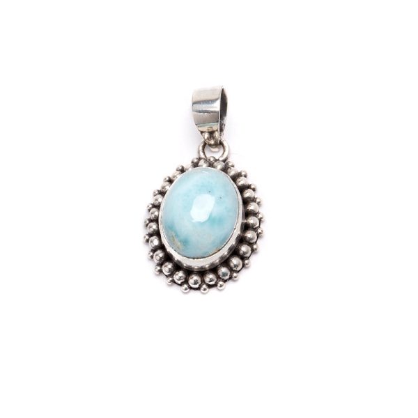 Larimar, ovalt silverhänge med filigrankant Hot on Sale