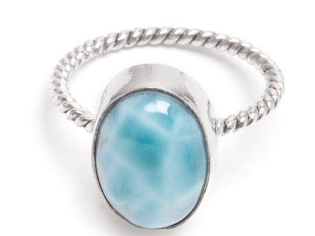 Larimar, ring med tvinnat silverband For Sale