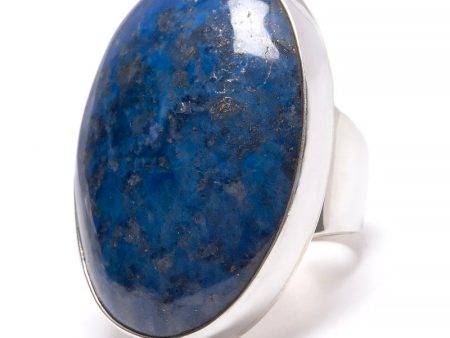 Lapis Lazuli, stor och häftig oval sten i silverring on Sale