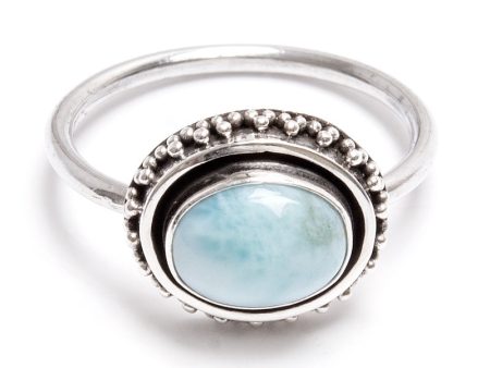 Larimar, oval silverring med filigran Fashion