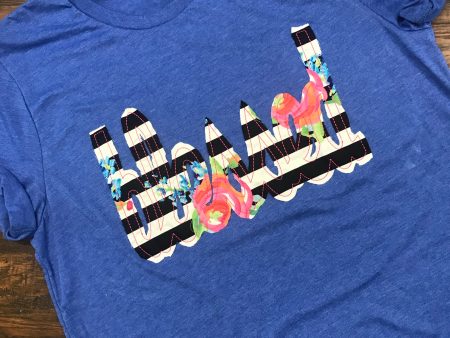 BLESSED Shirt - Royal Blue with Floral Stripes Discount