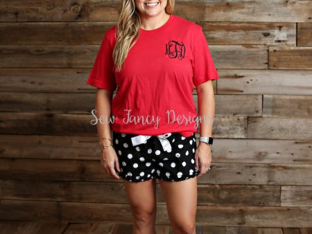 Christmas Pajamas - Red Shirt - Black Polka Dot Shorts Discount