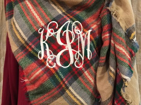 Blanket Scarf with Monogram on Sale