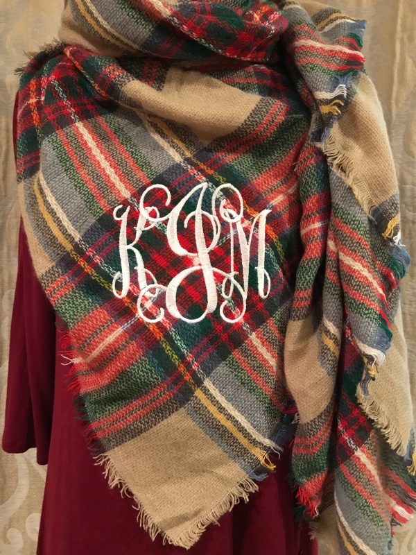 Blanket Scarf with Monogram on Sale