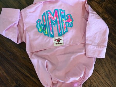 Lilly Pulitzer Monogrammed Baby Fishing Onesie Shirt on Sale