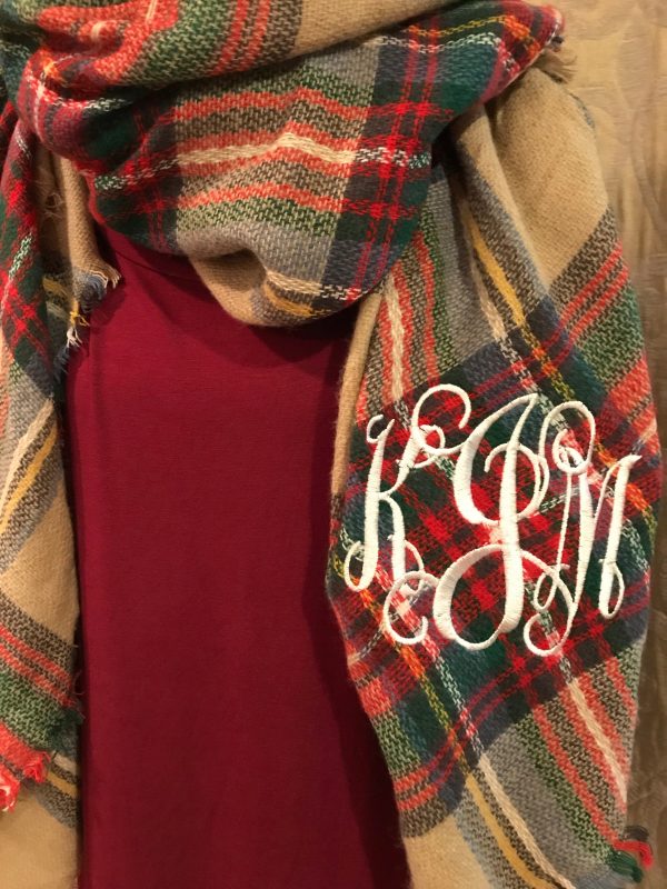 Blanket Scarf with Monogram on Sale