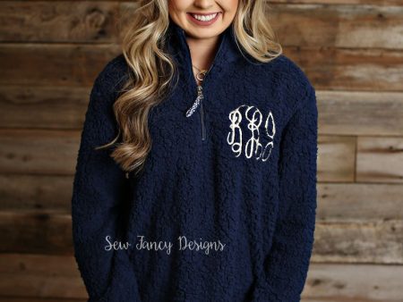 Monogrammed Sherpa Quarterzip Pullover Online now