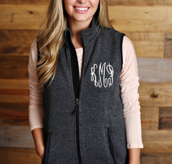 Charles River Monogrammed Heathered Vest For Sale