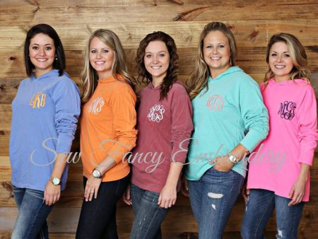 Comfort Colors Long Sleeve Hooded Monogrammed Tee Shirt For Discount